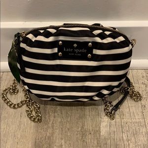 Small triped white and black Kate spade purse